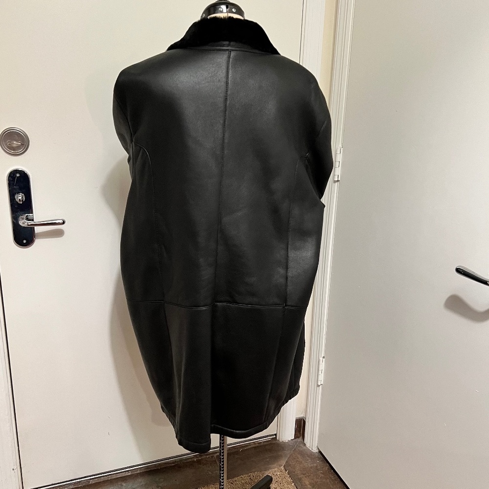SMYTHSON (or Frank Smythson Ltd.) Mens' Black Shearling Lamb ¾ length Nappa Leat - Picture 2 of 8